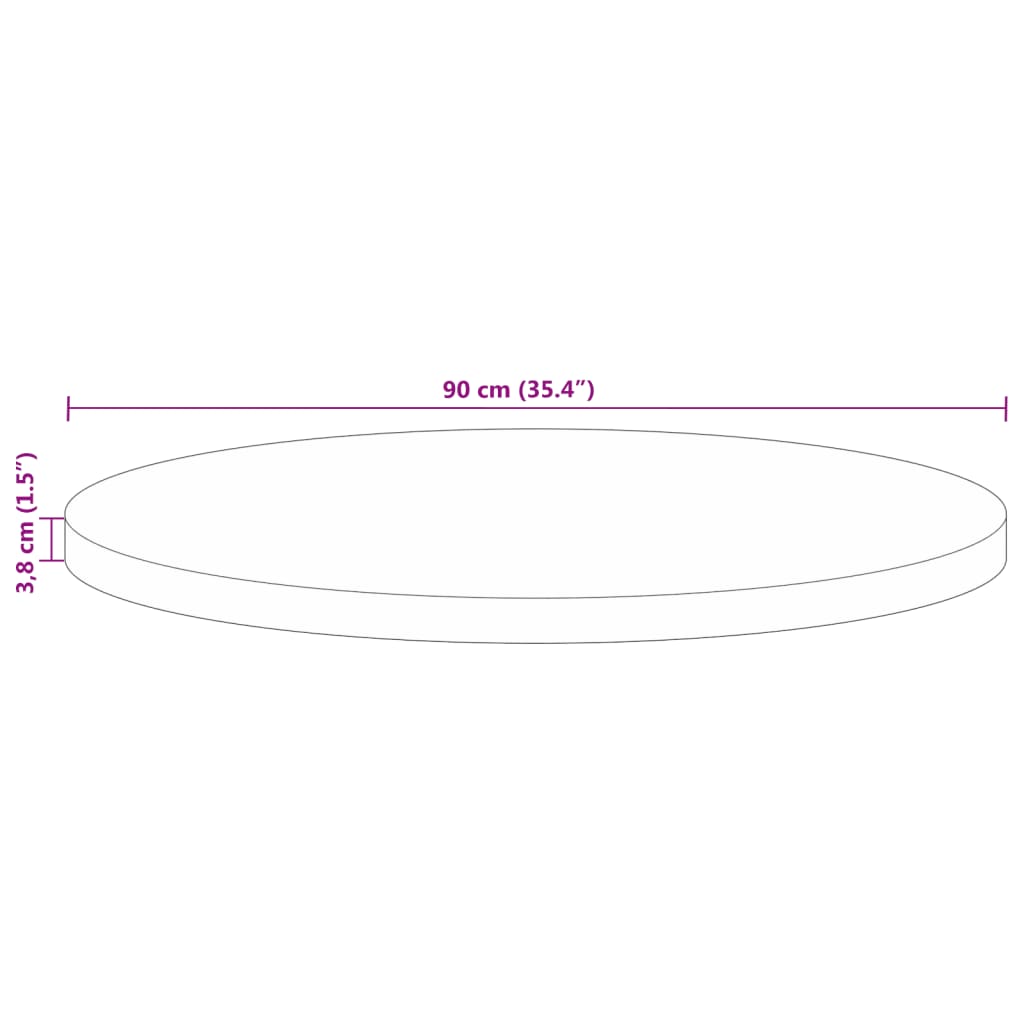 Table top Ø 90x3.8 cm round solid reclaimed wood