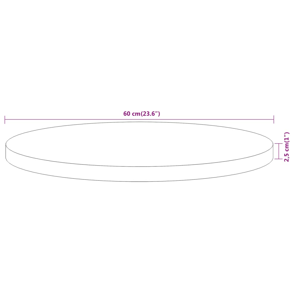 Table top Ø60x2.5 cm round solid acacia wood