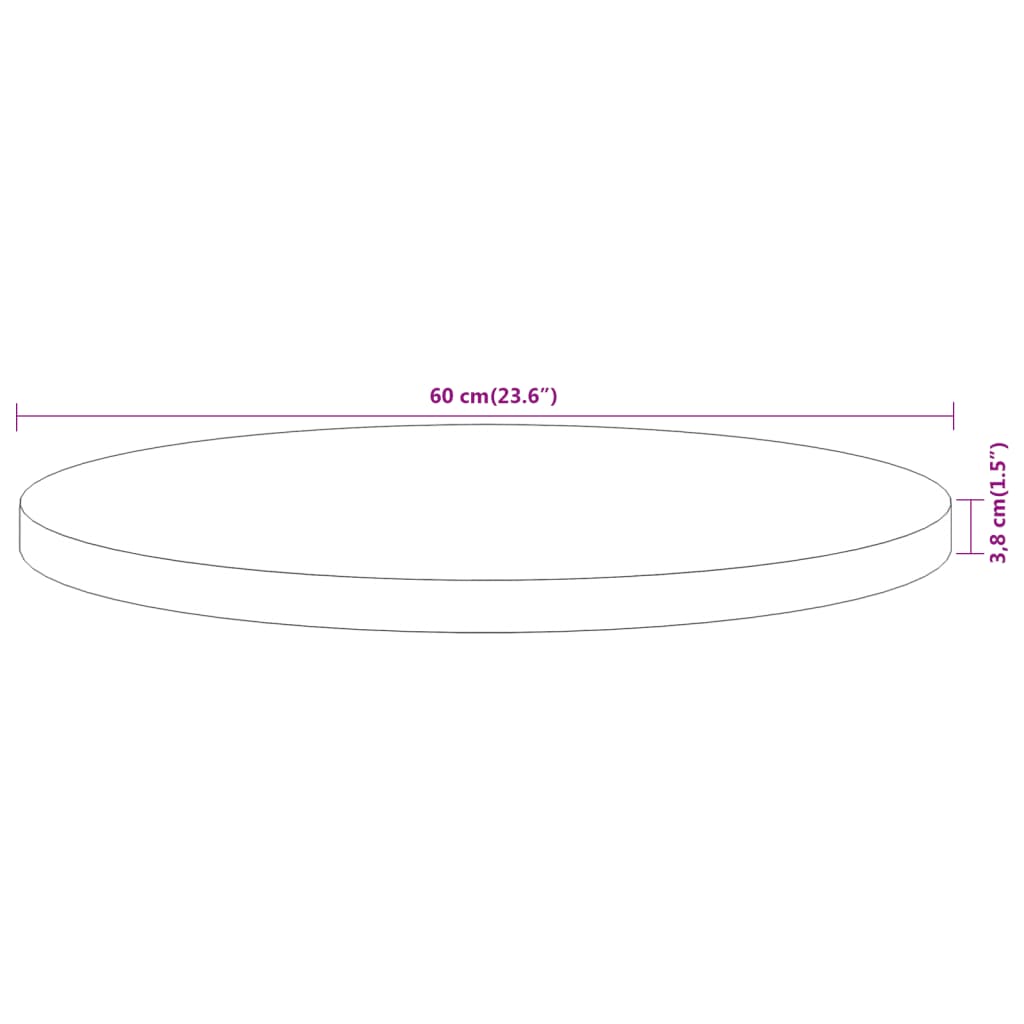 Table top Ø60x3.8 cm round solid acacia wood