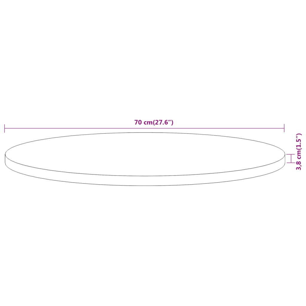 Table top Ø70x3.8 cm round solid acacia wood