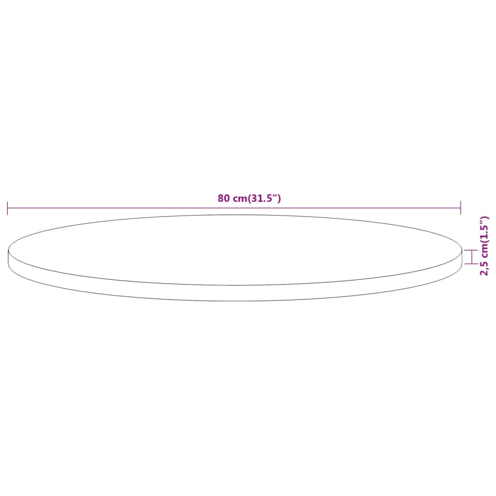 Table top Ø80x2.5 cm round solid acacia wood