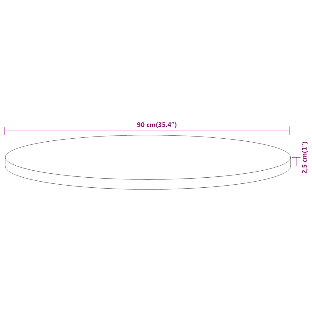 Table top Ø90x2.5 cm round solid acacia wood