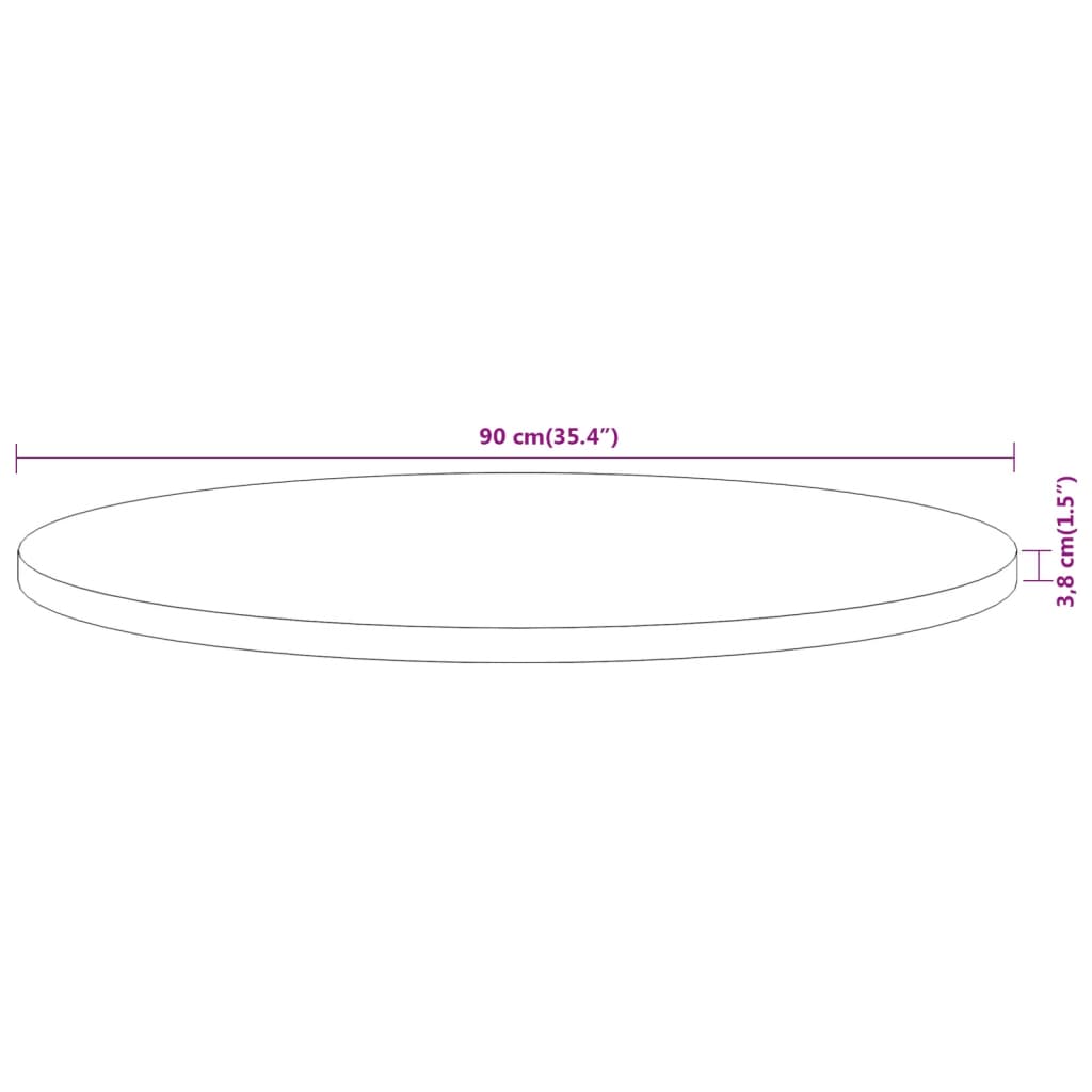 Table top Ø90x3.8 cm round solid acacia wood