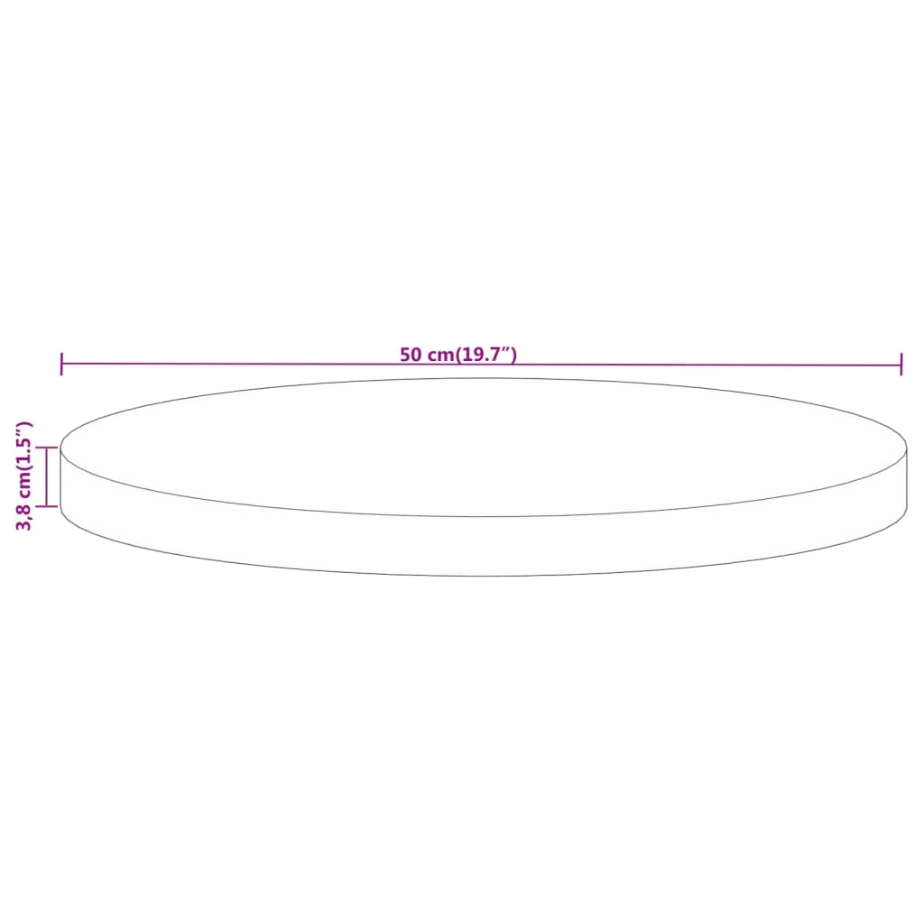 Table top Ø 50x3.8 cm round solid mango wood