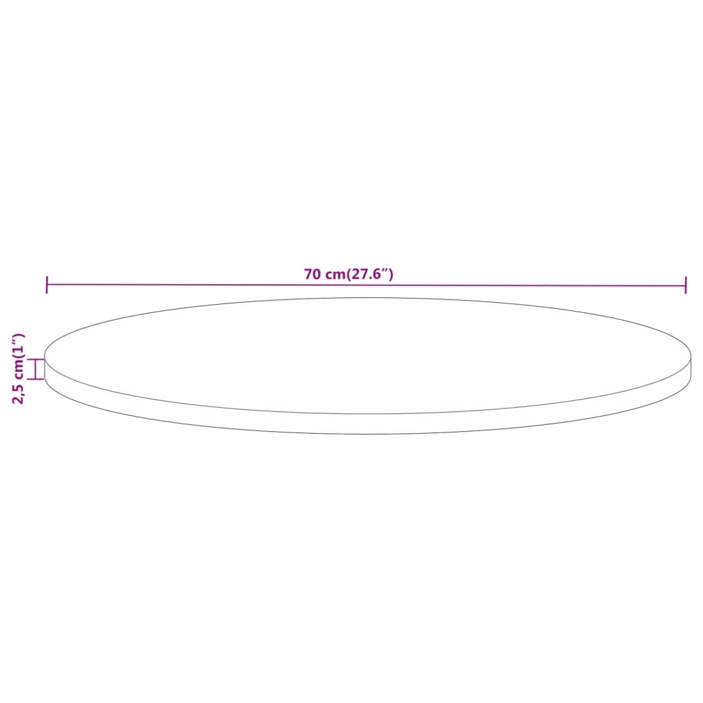 Table top Ø 70x2.5 cm round solid mango wood