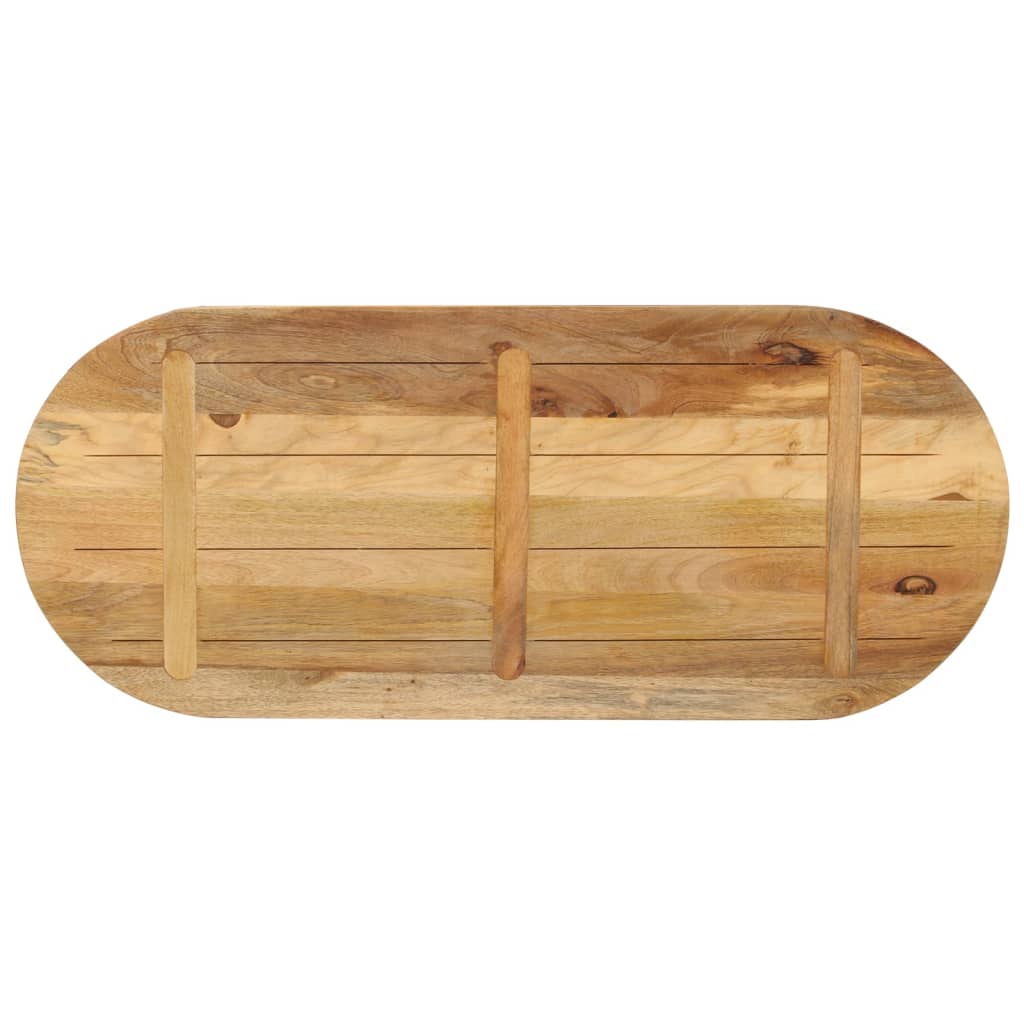 Table top 140x60x3.8cm oval solid raw mango wood