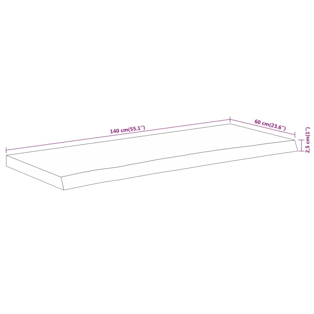 Bathroom counter 140x60x2.5 cm rectangular acacia