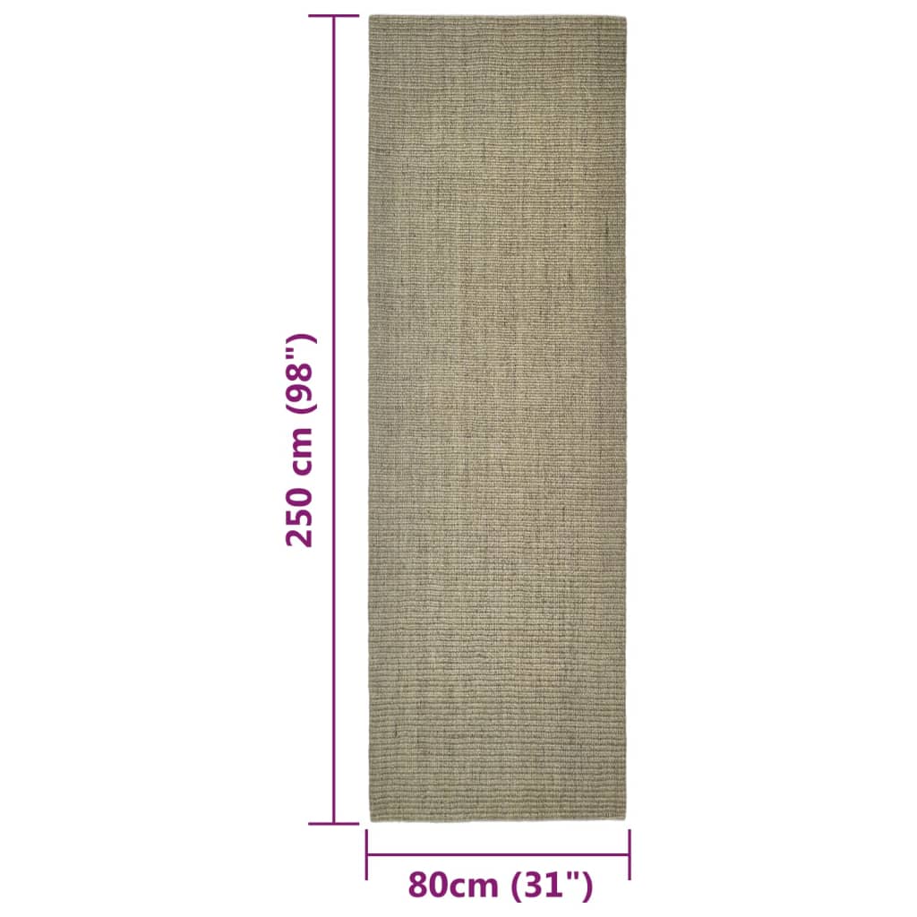 Tapis en sisal pour griffoir taupe 80x250 cm