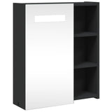 Armoire de salle de bain à miroir avec LED noir 45x13x52 cm