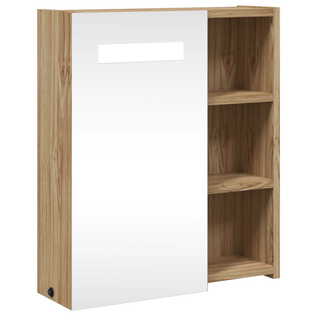 Verspiegelter Badezimmerschrank mit LED-Eiche 45x13x52 cm