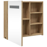 Armoire de salle de bain à miroir avec LED chêne 60x13x52 cm