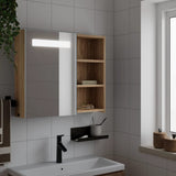 Armoire de salle de bain à miroir avec LED chêne 60x13x52 cm