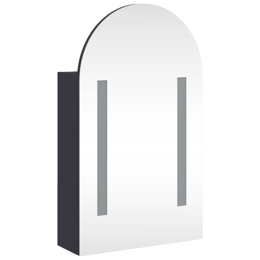 Mirrored bathroom cabinet with arched LED grey 42x13x70 cm