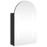 Armoire de bain à miroir avec LED arquée noir 42x13x70 cm