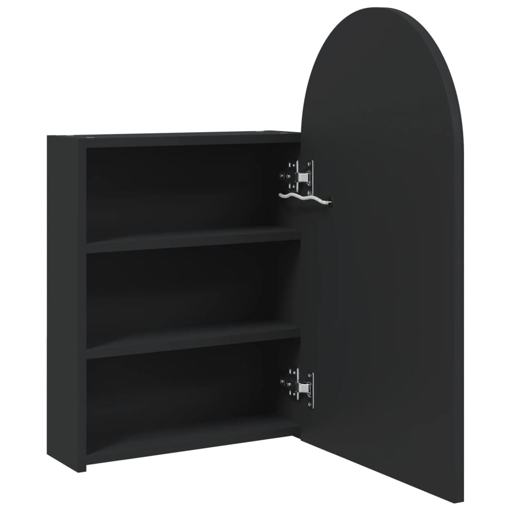 Spiegel-Badezimmerschrank mit LED-Bogen, schwarz, 42 x 13 x 70 cm