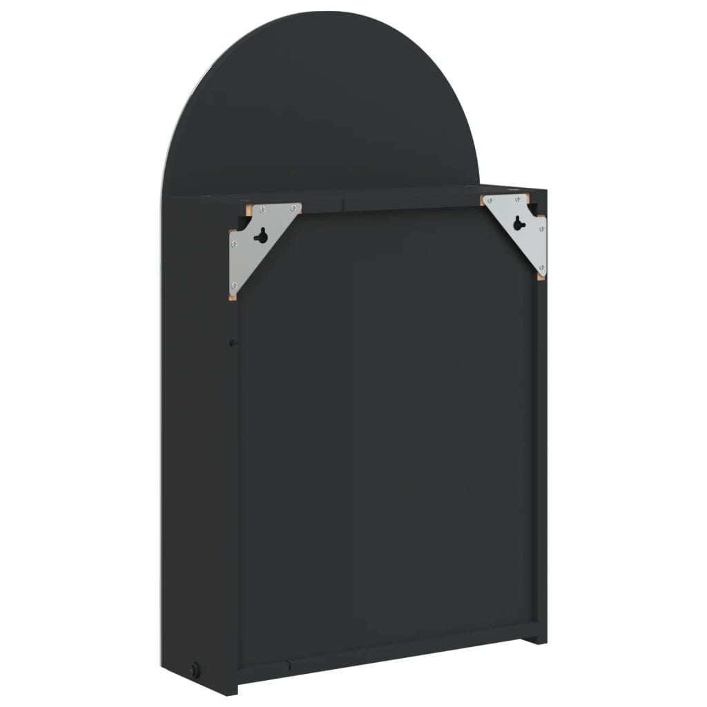 Spiegel-Badezimmerschrank mit LED-Bogen, schwarz, 42 x 13 x 70 cm