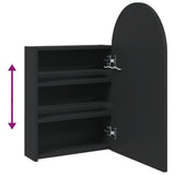 Armoire de bain à miroir avec LED arquée noir 42x13x70 cm