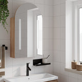 Mirrored bathroom cabinet with arched LED oak 42x13x70 cm