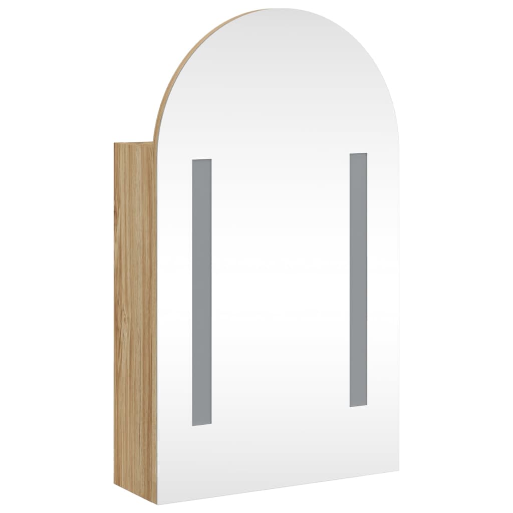 Mirrored bathroom cabinet with arched LED oak 42x13x70 cm