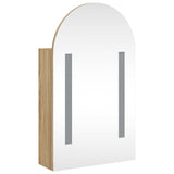 Mirrored bathroom cabinet with arched LED oak 42x13x70 cm