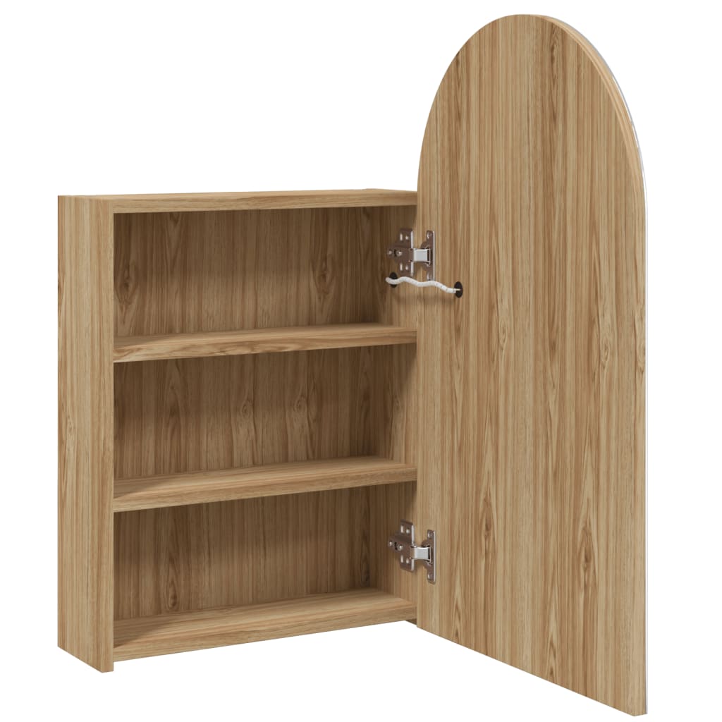 Mirrored bathroom cabinet with arched LED oak 42x13x70 cm