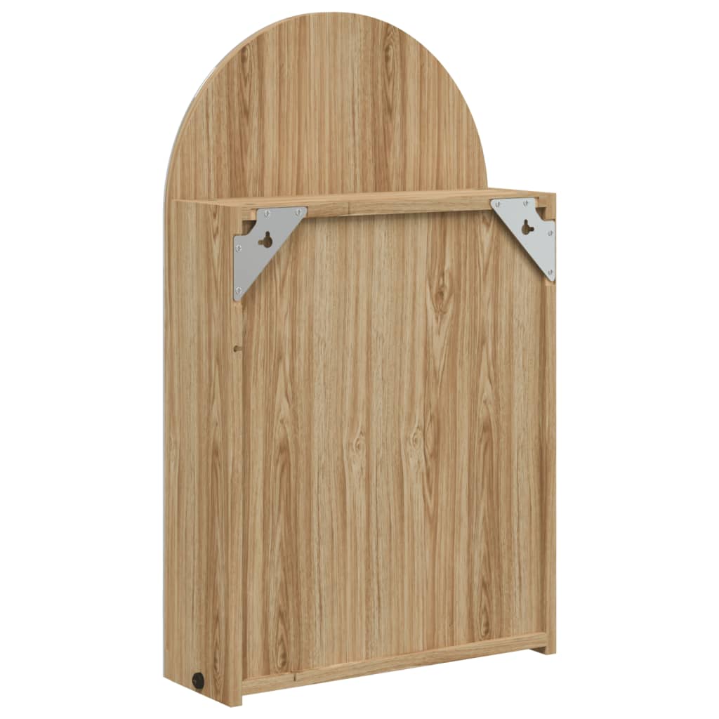 Armoire de bain à miroir avec LED arquée chêne 42x13x70 cm