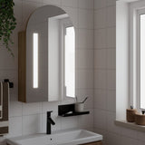 Mirrored bathroom cabinet with arched LED oak 42x13x70 cm