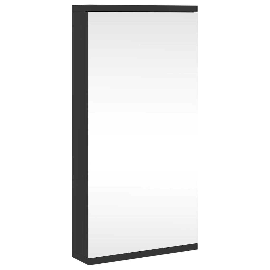 Black corner mirrored bathroom cabinet 30x24x60 cm