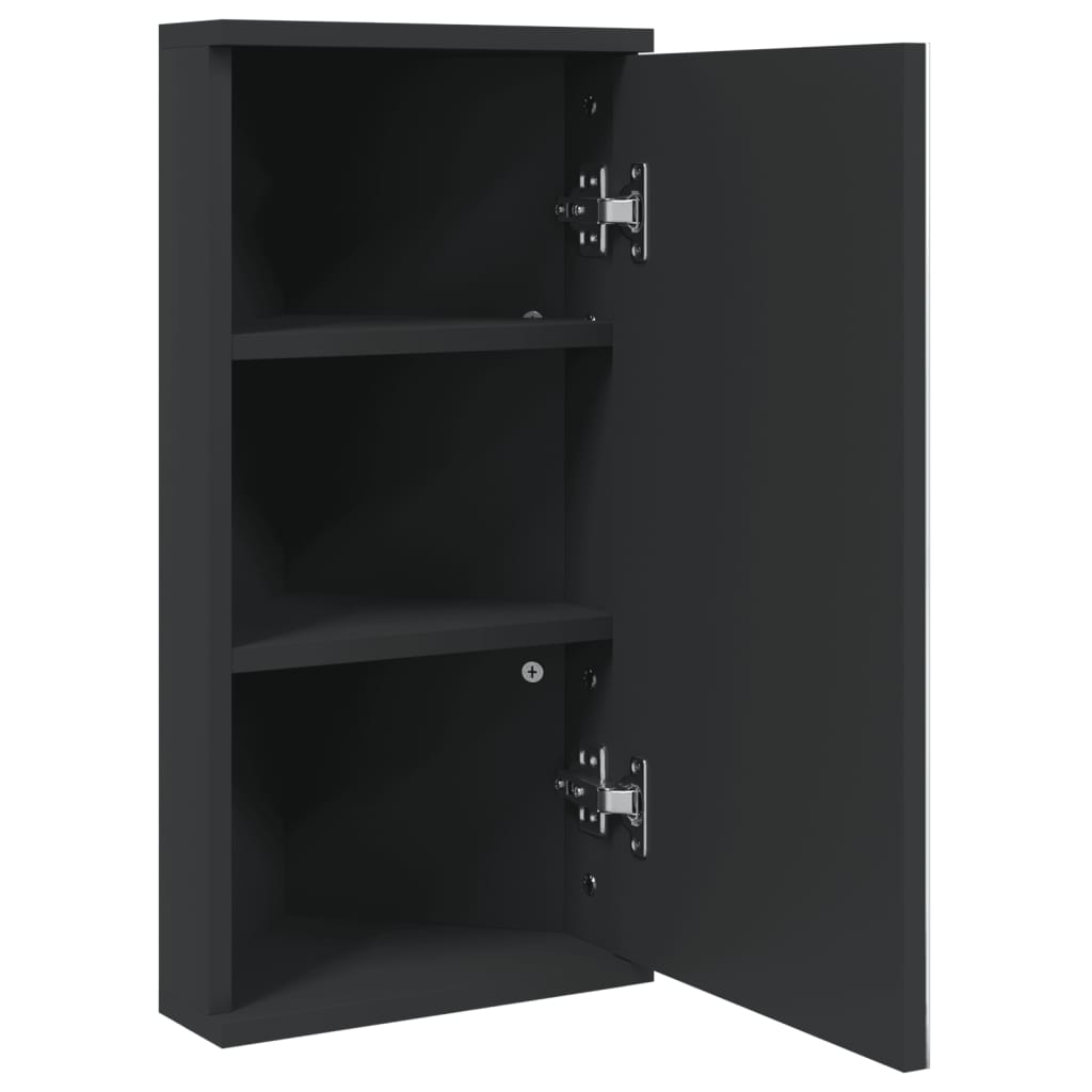 Black corner mirrored bathroom cabinet 30x24x60 cm