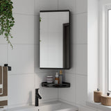 Black corner mirrored bathroom cabinet 30x24x60 cm