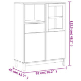 Buffet avec porte vitrée FLAM 92x40x122,5 cm bois massif de pin