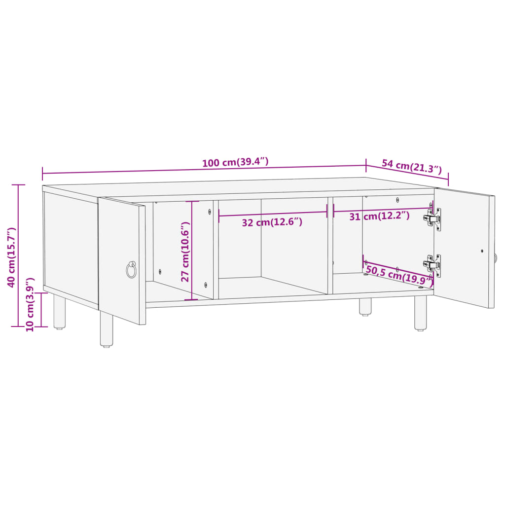 Coffee table 100x54x40 cm solid mango wood