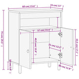 Beistellschrank 60x33x75 cm aus massivem Mangoholz