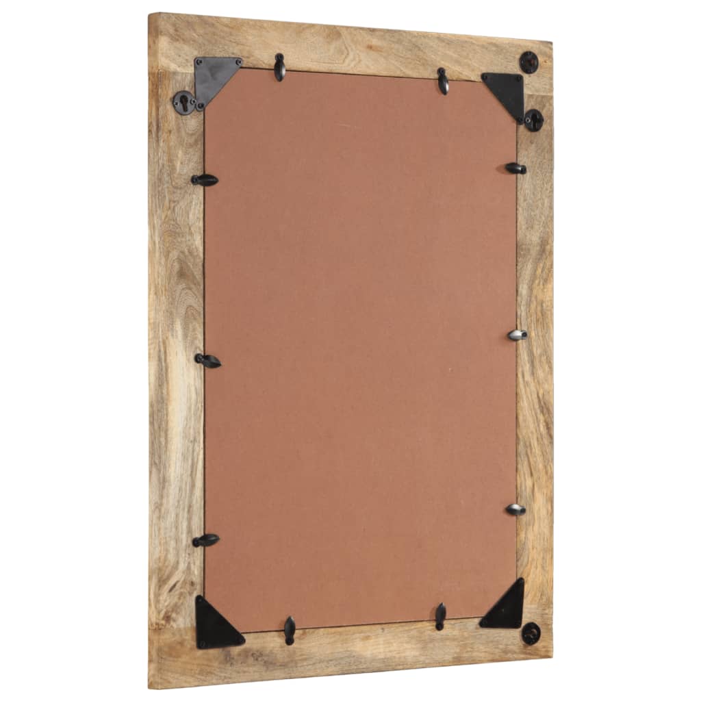 Miroir de bain 50x70x2,5 cm bois de manguier massif et verre