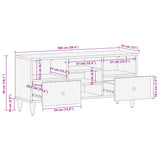 Meuble TV 100x33x46 cm bois massif de manguier