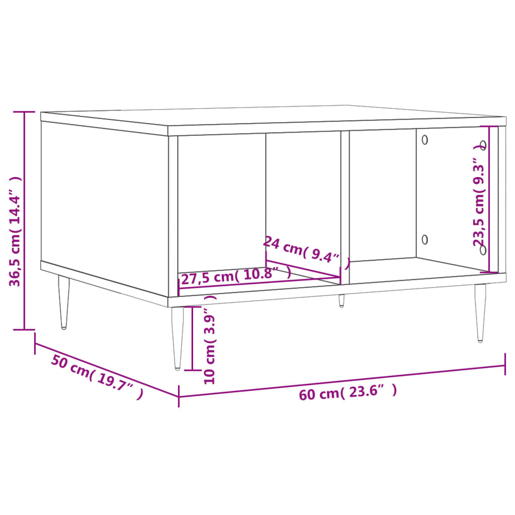 Sonoma coffee table gray 60x50x36.5 cm Engineered wood