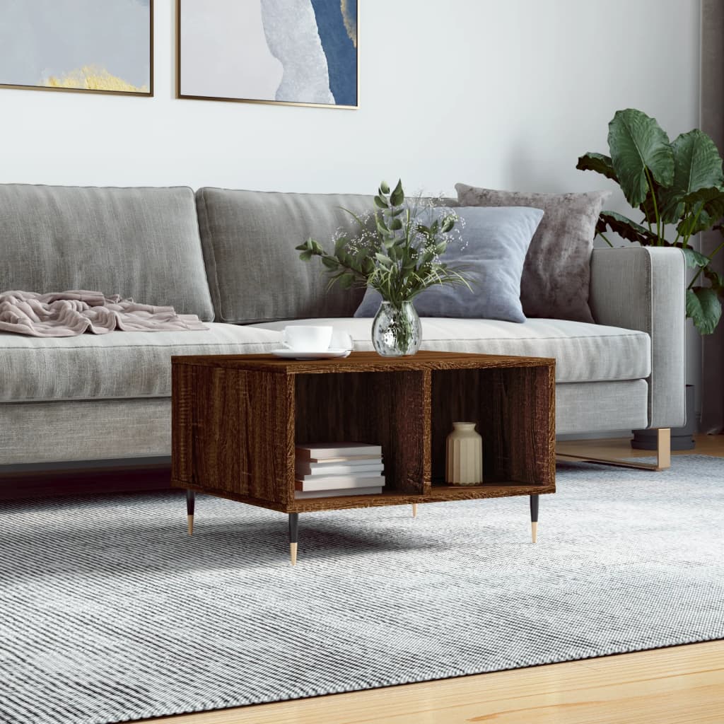 Coffee table Brown oak 60x50x36.5 cm Engineered wood