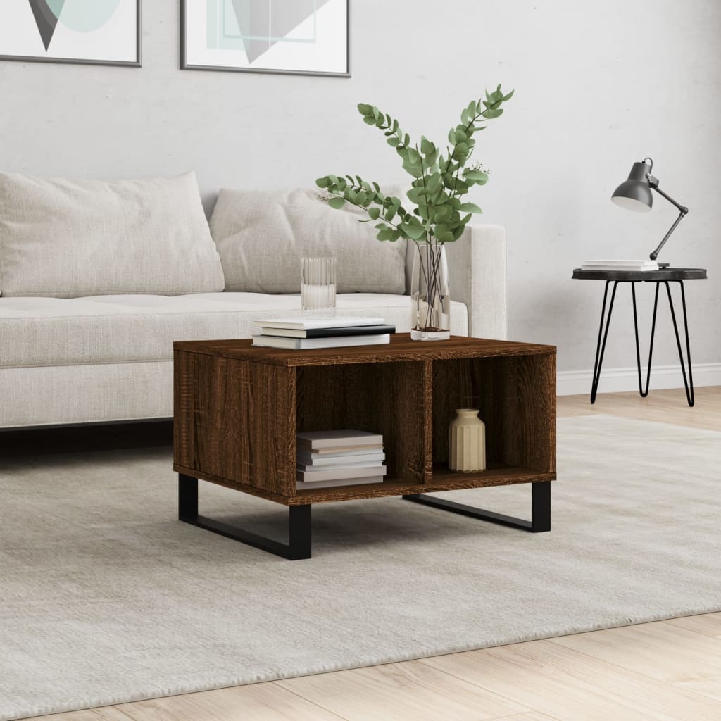 Coffee table Brown oak 60x50x36.5 cm Engineered wood