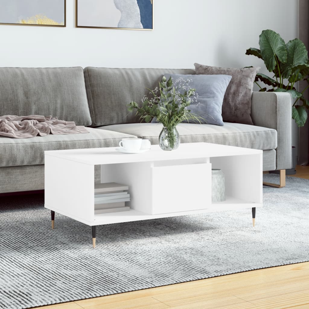 Coffee table White 90x50x36.5 cm Engineered wood