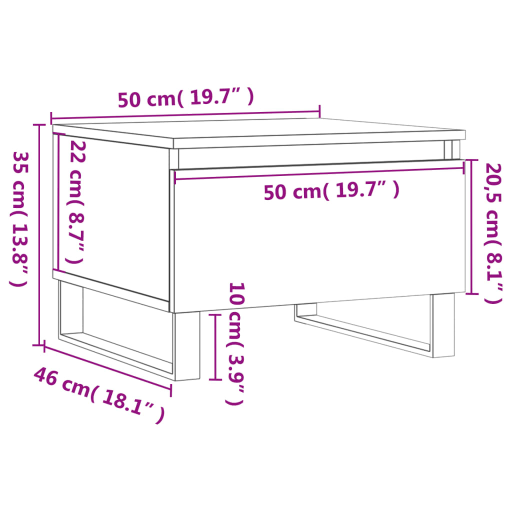 Schwarzer Couchtisch 50x46x35 cm aus Holzwerkstoff