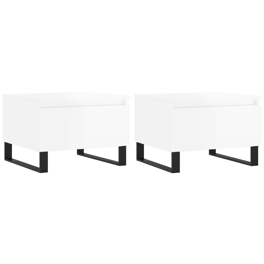 Tables basses 2 pcs blanc brillant 50x46x35cm bois d'ingénierie