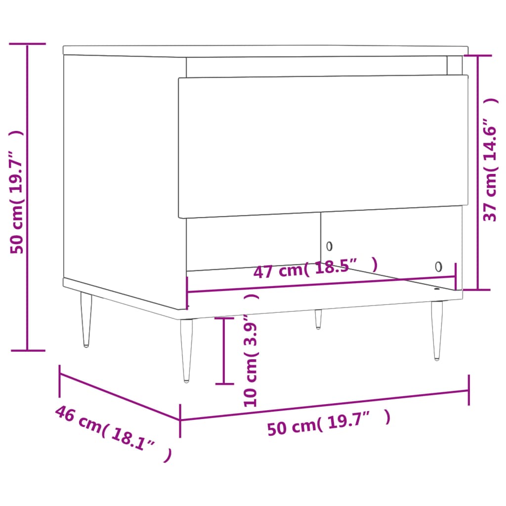 Table basse blanc 50x46x50 cm bois d’ingénierie