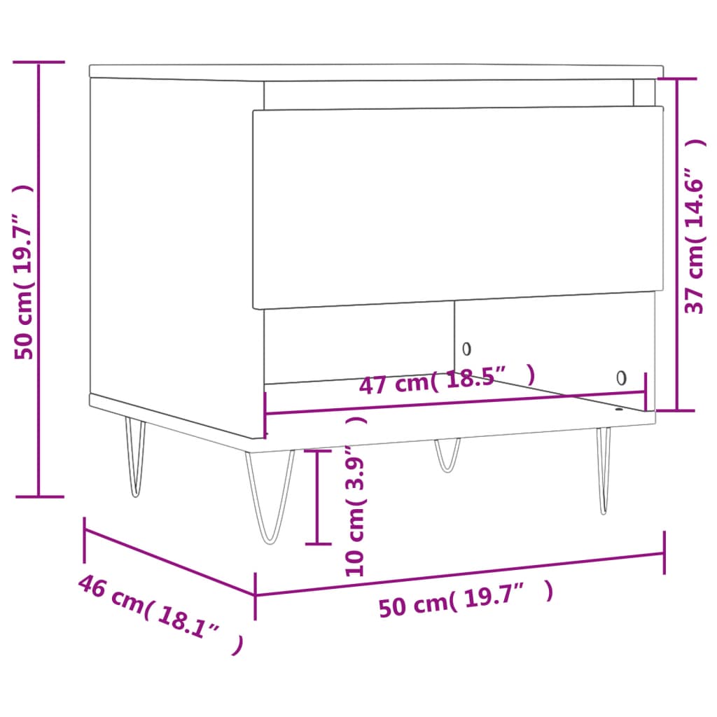 Coffee table white gloss 50x46x50 cm engineered wood