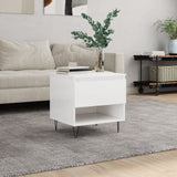 Coffee table white gloss 50x46x50 cm engineered wood