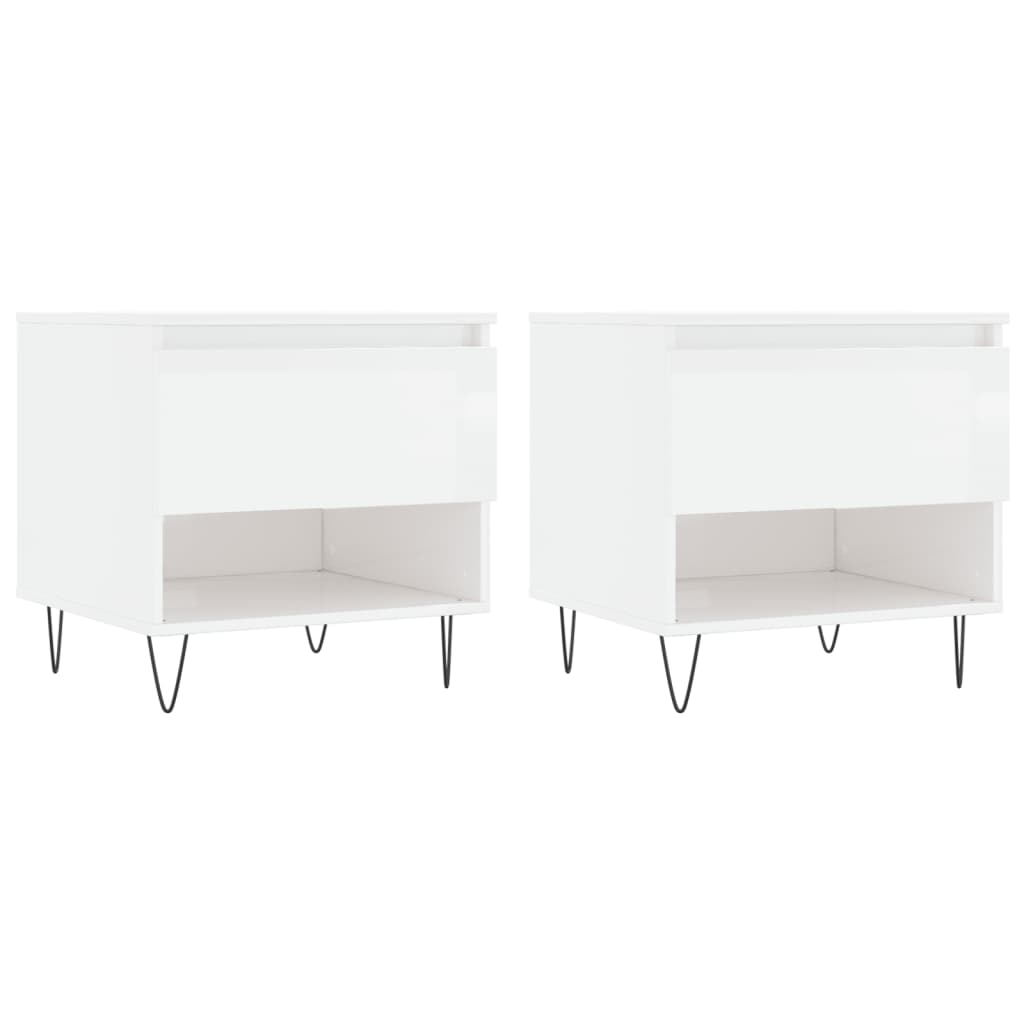 Coffee tables 2 pcs white glossy 50x46x50cm engineered wood