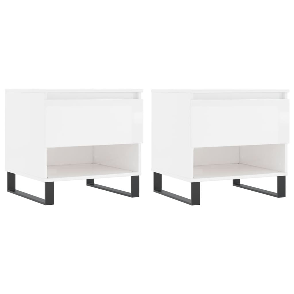 Tables basses 2 pcs blanc brillant 50x46x50cm bois d'ingénierie