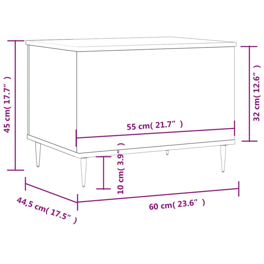 Table basse Blanc brillant 60x44,5x45 cm Bois d'ingénierie