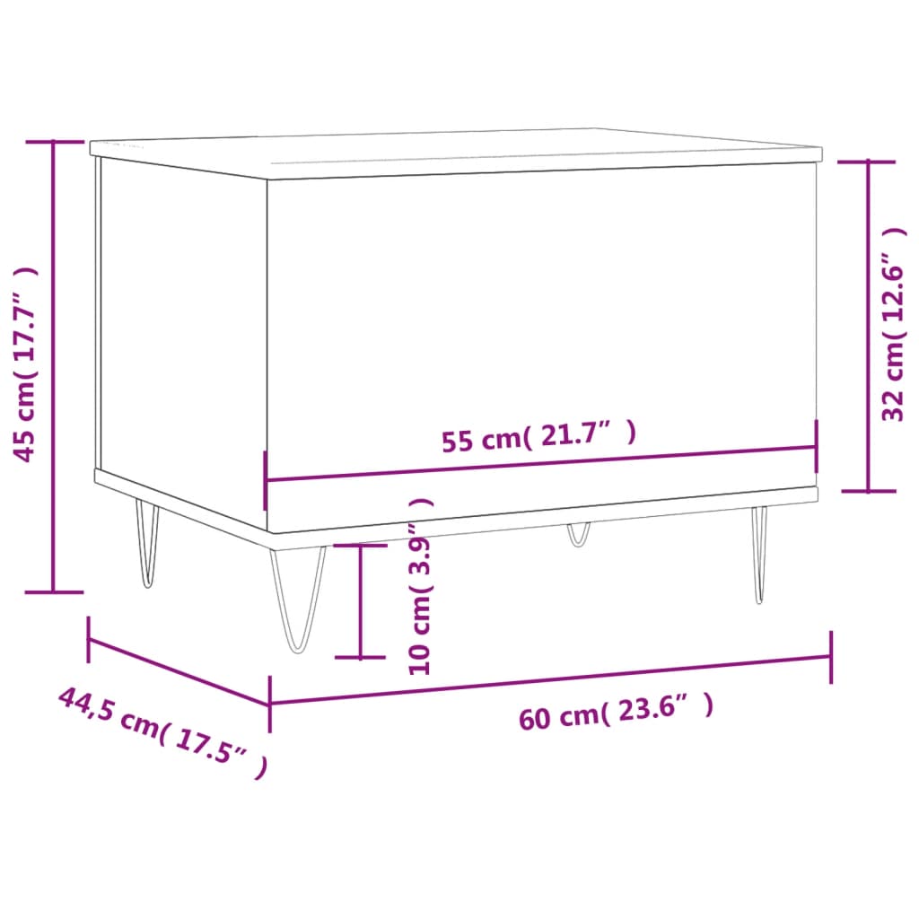 Coffee table Black 60x44.5x45 cm Engineered wood