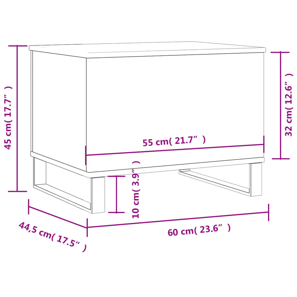 Table basse Blanc 60x44,5x45 cm Bois d'ingénierie