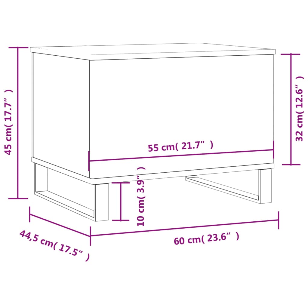 Table basse Blanc brillant 60x44,5x45 cm Bois d'ingénierie